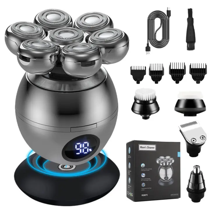 Afeitadora Eléctrica Multifuncional Carga por Inducción, Lavado Completo del Cuerpo, Cambio de Cabeza, Afeitado para Hombres, Empuje y Corta el Cabello Deseado - 1
