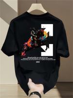 Camiseta Gráfica de Algodón Cintento Manga Corta, Estampado Grueso ""L"", Cuello Redondo, Ajuste Regular para Outfit Casual y Actividades al Aire Libre Ropa Versátil, Impresión Vibrante - details 7