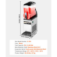Máquina Comercial para Bebidas Congeladas SucceBuy, Máquina para Granizados de 15L con un Solo Tanque, Máquina de Acero Inoxidable para Margaritas y Smoothies para Reuniones Familiares, Restaurantes, Cafeterías y Bares - details 12