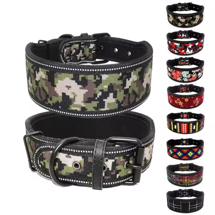 nailon reflectante perro, ustable, cómodo, acolchado, collares anchos mascotas para perros medianos y grandes, Collar de pastor - 1