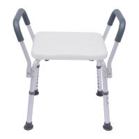 Silla de ducha con reposabrazos y respaldo, taburete de baño para personas mayores, silla de ducha, altura regulable - details 8