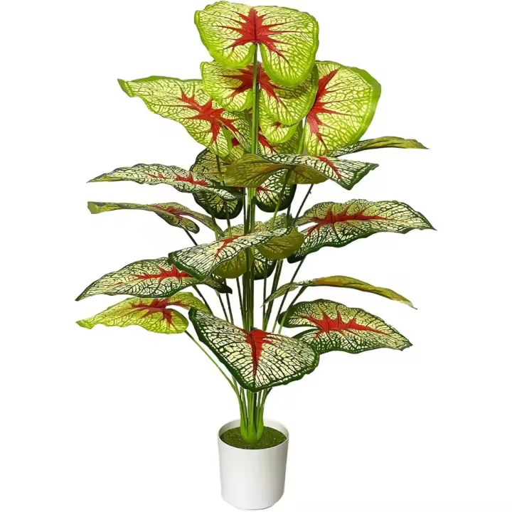 Palmera Artificial Grande Hojas Realistas de Plástico Decoración Interior y Exterior para Hogar, Oficina, Dormitorio 70cm, Roja - 1