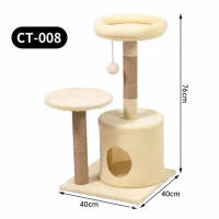 Torre Rascador para Gatos con Casa, 76 cm de Alto, Plataformas y Juguete Colgante, Color Beige - details 1