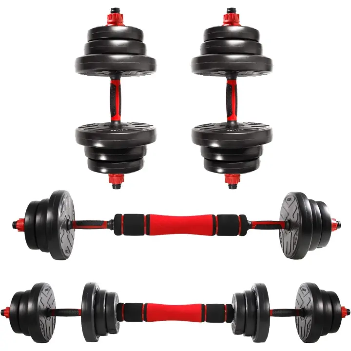 Pesas Barra y Discos 20/30/40KG Juego Pesas 2en1, Barra Conexión para Mancuernas Ajustable - 1