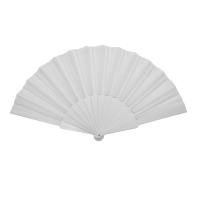 Abanico plegable de mano de tela plástica para damas y hombres blanco - details 3