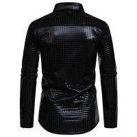 Camisa de Hombre con Estampado Cuadrado a la Moda para Primavera Manga Larga de Poliéster para Escenario Banqueta y Nightclub - details 9