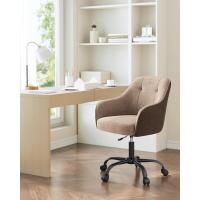 Silla de estudio, giratoria, altura ajustable, carga de 110 kg, marco de acero, tela de algodón-lino transpirable, para estudio, dormitorio, marrón OBG019K01 - details 1