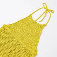PB&ZA2025 estilo vacacional chaleco suéter con textura hueca y cuello halter top de tirantes para mujer nuevos productos de verano - details 9
