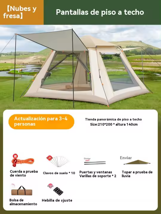 Tienda de campaña 6 personas  Automático Protección solar al aire libre viajar Camping - 1