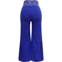 Pantalones Elegantos De Cintura Alta Y Pierna Ancha Para Mujer Casual Oficina Malla Transparente Con Cruces Ropa De Mujer - details 1