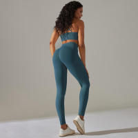 Conjunto de Yoga Sin Costuras para Mujeres Chaleco de Entrenamiento, Pantalones, Sujetador, Shorts de Gimnasio, Leggings de Correr de Cintura Alta Conjuntos Deportivos - details 10