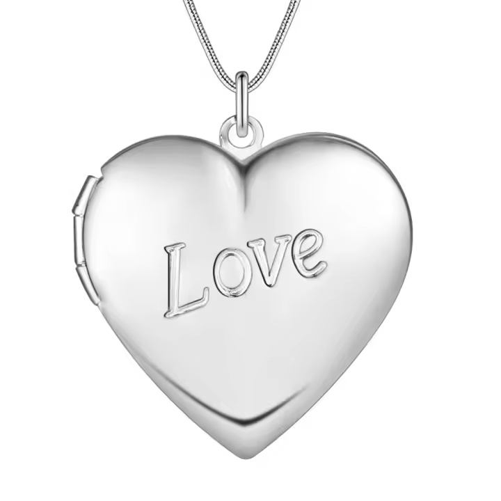 Collar con colgante de marco de foto de corazón de amor de Plata de Ley 925, joyería de moda - 1