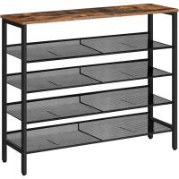 Zapatero, Zapatero de 6 Niveles, Estantería para Zapatos, Estantes de Malla Ajustables, para Entrada, Pasillo, Dormitorio, Estructura Metálica, Marrón Rústico y Negro - details 9