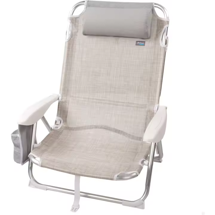 Silla de Playa Plegable y Reclinable en Azul Marino 5 Posiciones, Tamaño 51 x 45 x 76 cm, Peso Máximo 110 Kg, Material Aluminio, Antivuelco - 1