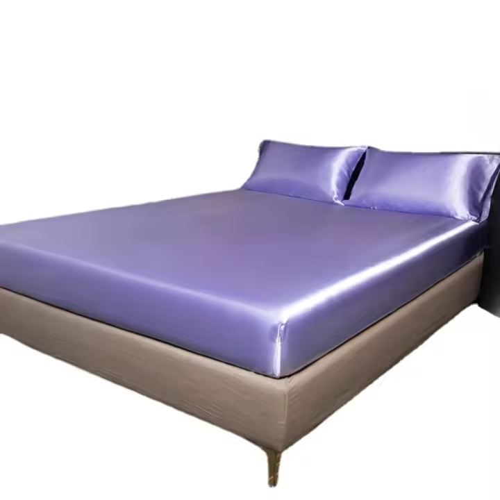 2/3 Uds. Juego de sábanas ajustables de satén en color liso, conjunto de sábanas ajustables suaves, para dormitorios, habitaciones - 1