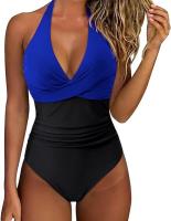 Traje de baño sexy de una pieza con lazo en el cuello y espalda cruzada para mujer - details 8