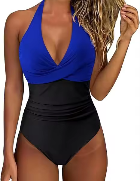 Traje de Baño de Una Pieza Sexy con Cuello de Corbata Moda de Mujer con Espalda Descubierta y Lazo Cruzado - 1