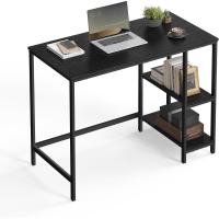 Escritorio con 2 Estantes a la Izquierda o a la Derecha, Mesa de Trabajo, para Salón Oficina, Estructura de Acero, Industrial, Marrón Rústico y Negro Tinta LWD55X - details 24
