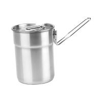 Caldera de agua para mochila, taza de acero inoxidable de 1l con asa doblada, olla de Camping, taza de Camping para cocina dom - details 1