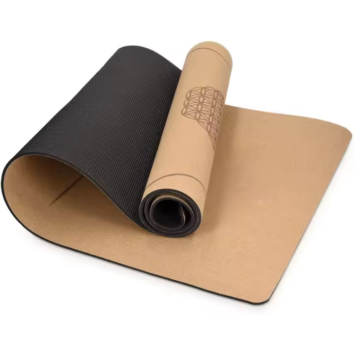 183 x 61 x 0.5CM Esterilla de Yoga de Corcho Antideslizante - Alfombra para Entrenamiento de Gimnasia - Colchoneta de con Correa de Transporte - 1