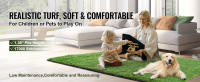 SucceBuy Alfombra de césped artificial - 35 mm de grosor, césped verde para decoración de patio y césped, fácil de limpiar, orificios de drenaje, ideal para el hogar en interiores y exteriores, tapetes para perros - details 0