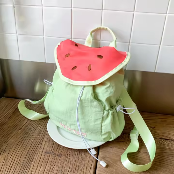 Mochila con cordón para exteriores de estilo coreano, mochila de nailon de fruta de Color dopamina para viaje, bolsa de libros de gran capacidad, bolso de hombro para senderismo - 1