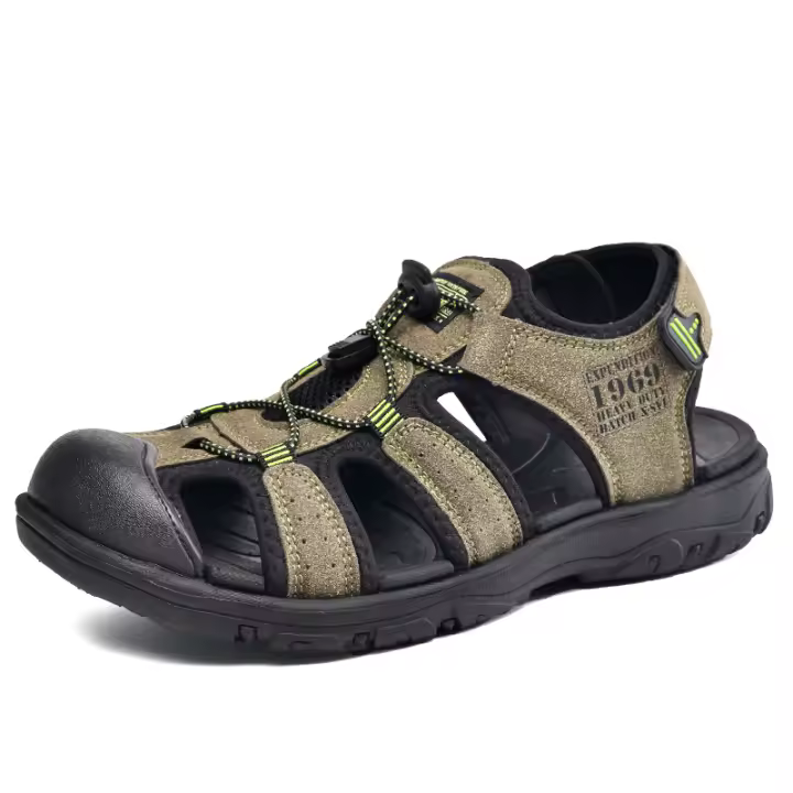 Sandalias de Cuero para Hombre en Verano Zapatos de Playa Transpirables, Cómodos para Caminar y Senderismo, Antideslizantes para Exteriores - 1