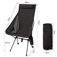 Silla de Camping plegable portátil con reposacabezas, sillas de turismo ligeras, silla de pesca de aleación de aluminio, muebles de exterior - details 1