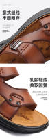Sandalias de hombre zapatos de playa de piel de vaca de primera capa de moda sandalias de cuero de conducción casual para hombre extra grandes - details 9