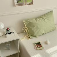 2 uds ropa de cama funda de almohada con lazo de Color sólido estilo nórdico fundas de almohada de algodón suave fundas de cojines lavables transpirables para habitación de niños - details 11
