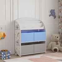 Estantería para Niños de 3 Niveles y 4 Cajas Diseño de Dinosaurio Verde/Amarillo - details 9
