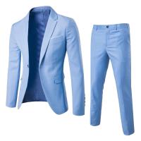 Conjunto de Pantalones y Abrigo para Hombre Traje de Negocios Ajustado de Manga Larga con Correa y Botones Únicos - details 2