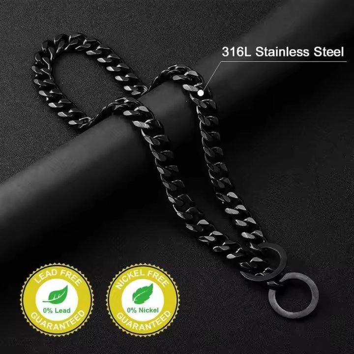 Collar para Perro, Estrabajo Cuban de 15 mm de ancho, Plisado para Perros, Cadena antideslizante de entrenamiento para mascotas de metal de Maple inoxidable suave y Fuerte - 1