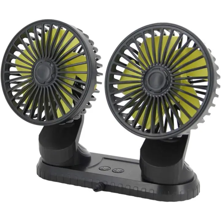 Ventilador de Coche de Doble Cabeza Enfriamiento Portátil para Coche, 3 Velocidades, Rotación de 360°, Alimentado por USB - 1