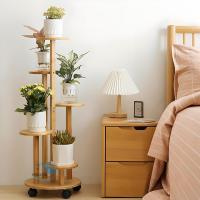 Ruedas, estantería para plantas de 5 niveles, estantería de esquina para múltiples macetas, soporte para plantas de bambú, estantería de exhibición para jardín/balcón - details 2