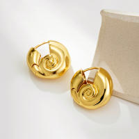 Pendientes De Estilo Geométrico Con Textura De Concha Espiral Grandes En Acero Inoxidable Joyería Impermeable Para Mujer - details 8