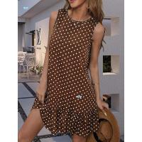 Vestido casual elegante con estampado de puntos blancos y negros - details 2