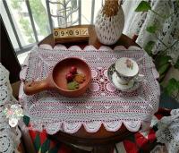 Mantel de crochet de algodón de color Junwell, funda de sofá con lámpara, posavasos ENCE hecho a mano, rosa de granja clásica en 3D, 45 cm - details 6