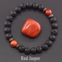 Pulsera de piedra de Lava para hombre, cuentas de piedra lunar de labradorita Natural, pulsera de Buda tibetano, pulsera difusora de aceite de Chakra, joyería para hombre - details 26