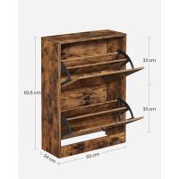 Armario de Madera de 3 Pisos Diseño con 3 Puertas Abatibles Ideal para Entrada Estrecha, Pasillo, Sala de Estar 60 x 24 x 120 cm Marrón Rústico - details 18
