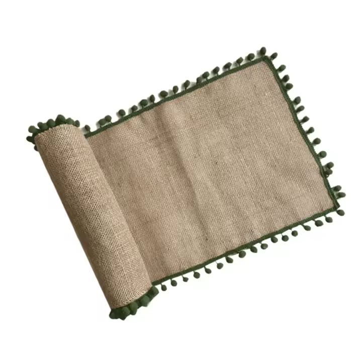 Mantel de yute de lino tejido para boda, cubierta Rectangular Natural, camino de mesa festivo, decoración navideña - 1