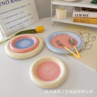 Crema pintada a mano gordita linda cerámica desayuno postre plato plato de cena plato de almacenamiento de alto valor pequeño - details 7
