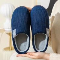 Zapatillas de casa de piel para hombre y mujer, zapatos de algodón, toboganes mullidos, pantuflas de felpa cálidas para parejas - details 3