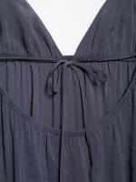 Vestido Midi Holgado con Cordones Moda para Mujer Ouwu Elegante con Cuello en V y Espalda Descubierta Gris - details 9