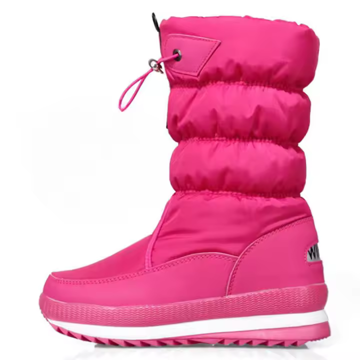 Botas de nieve de terciopelo para mujer, botas de algodón casuales gruesas de caña media cálidas antideslizantes - 1