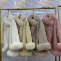 2025 abrigo de piel auténtica chaqueta de invierno para mujer cuello de piel de zorro Natural lana de Cachemira cálida prendas de vestir exteriores para mujer ropa de calle moda - details 6
