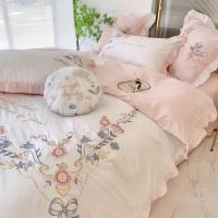 Funda nórdica de algodón puro con grapas largas, elegante, estampado reactivo, teñido, juego de cama y fundas de almohada planas - details 4