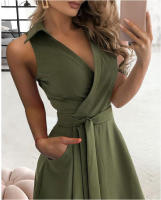 Primavera/Verano Moda Manga larga Cuello en V Vestido ajustado estampado Ropa de mujer - details 2