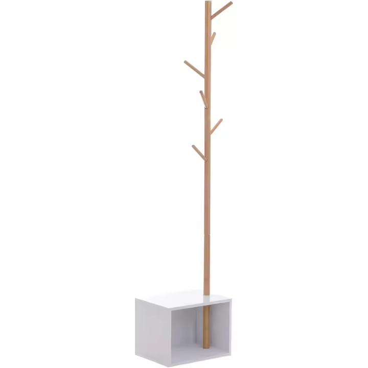 Organizador de Armario Tipo Árbol Morno con 6 Ganchos Bambú y MDF Tamaño 40x30x180cm - 1