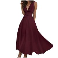 Mujeres elegantes A e sin mangas blanco Midi Casual mujer Sping verano cuello en V túnica cintura Swing vestido abrigo vestidos largos - details 6